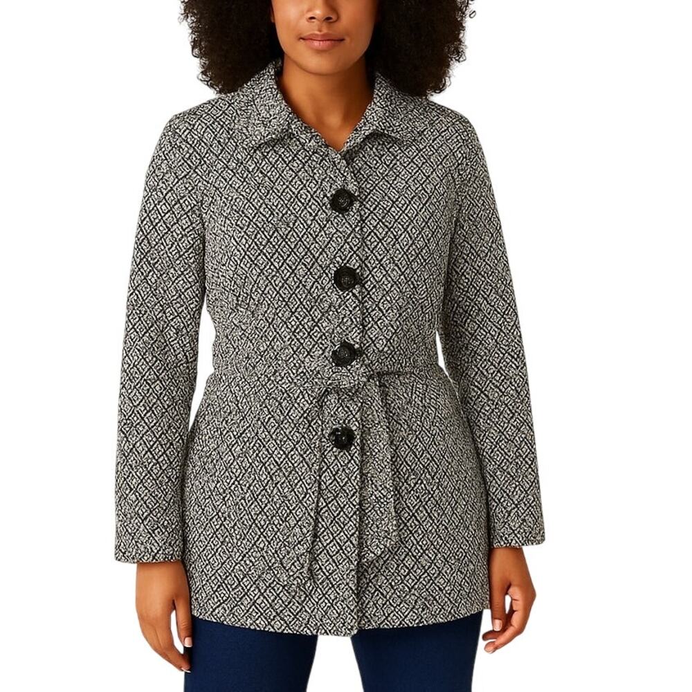 Urban Behavior UO Black and White Knit Pea Coat Large